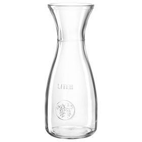 Transparente Glaskaraffe mit 1 Liter Markierung und dezenter Prägung