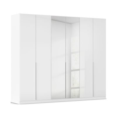 Drehtürenschrank 6-türig 2 Spiegeltüren Hochglanz weiß