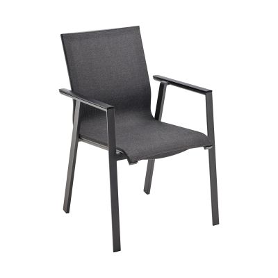 Stapelsessel Alu anthracite mit Alu Armlehnen Onlay black / softex coal