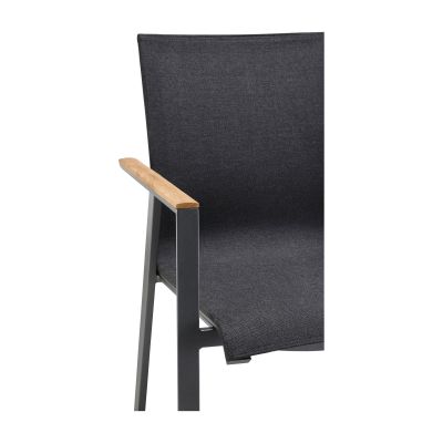 Stapelsessel Alu anthracite mit Teak Armlehnen Onlay / softex coal