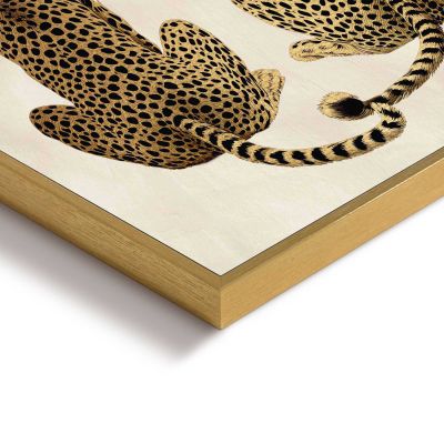 Detailaufnahme einer Ecke des Wandbilds „Loving Cheetas“, 30 × 40 cm; Oberfläche, Kante und Materialstärke sind sichtbar.