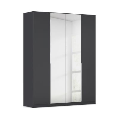 Drehtürenschrank 4-türig 2 Spiegeltüren grau metallic
