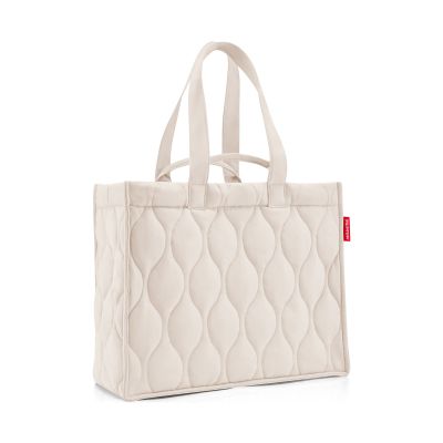 Shopper von Reisenthel, Modell Softshopper, in hellem Steinbeige mit Steppstruktur, frontal mit langen und kurzen Tragegriffen