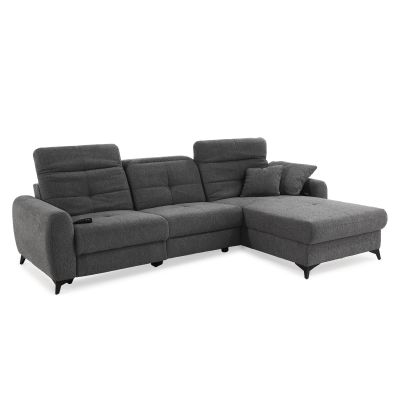 Modernes graues Ecksofa mit angehobenen Rückenlehnen und großzügiger Ottomane