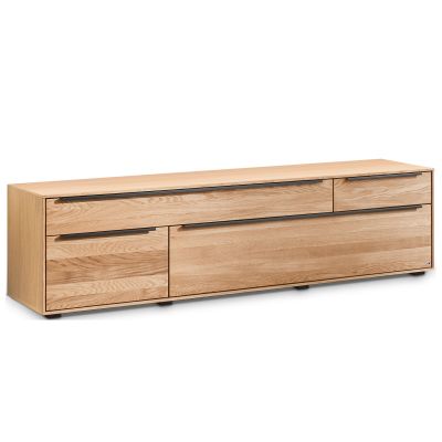 Lowboard Musterring Set One Jackson in Eiche mit mehreren Schubladen und schwarzen Griffleisten
