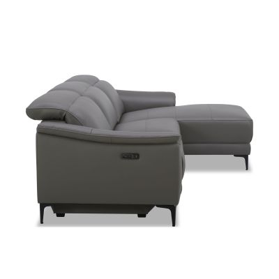 Seitenansicht des Ecksofas mit sichtbarem Bedienelement an der Außenseite