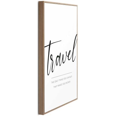 Seitliche Schrägansicht des Wandbilds „Travel“, 20 × 30 cm; Profil, Kante und Tiefe des Bildes sind erkennbar.