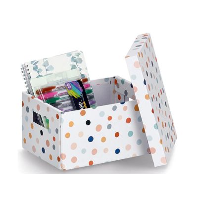 Zusätzliche Ansicht: Zeller Aufbewahrungsbox "Dots"; Farbe bunt; Material recycelter Karton; Maße ca. 18 × 25 × 13 cm.