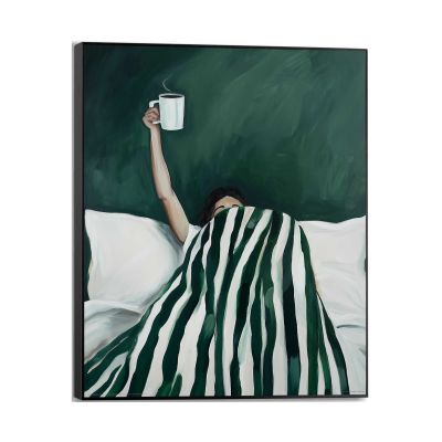 Frontansicht des Wandbilds „Bed Coffee“ in Grün, Größe 40 × 50 cm; das vollständige Motiv ist zu sehen.