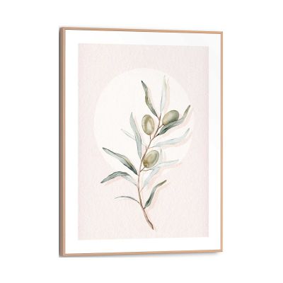 Frontansicht des Wandbilds „Circle Olives“ in Grün, Größe 30 × 40 cm; das vollständige Motiv ist zu sehen.