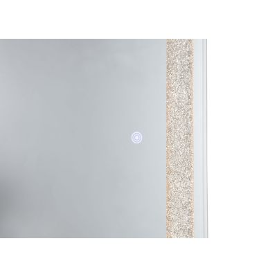 LED-Standspiegel Hermine mit Glitzereffekt, freigestellt in schräger Ansicht mit Standfuß; Maße ca. 40 x 160 x 4,5 cm.