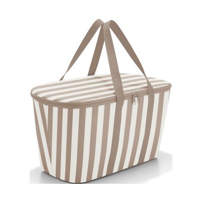 Große Reisenthel Kühltasche mit beige-weißem Streifenmuster und Reißverschlussdeckel