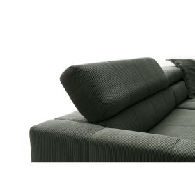 Detailansicht der gepolsterten Rückenlehne des Ecksofas