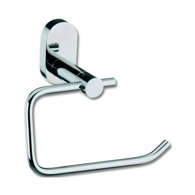 Wandmontierter Toilettenpapierhalter aus silberfarbenem Metall mit offener Rollenhalterung
