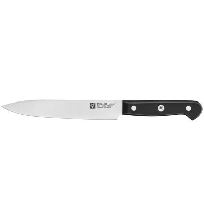 Fleischmesser mit glatter Klinge und Griff, Serie Gourmet von ZWILLING, Klingenlänge 160 mm, freigestellt auf weißem Hintergrund.