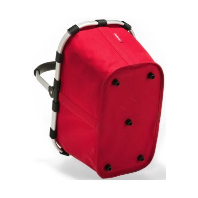 Einkaufskorb von Reisenthel, Modell Carrybag, in Rot, schräg von unten mit vier schwarzen Standfüßen.