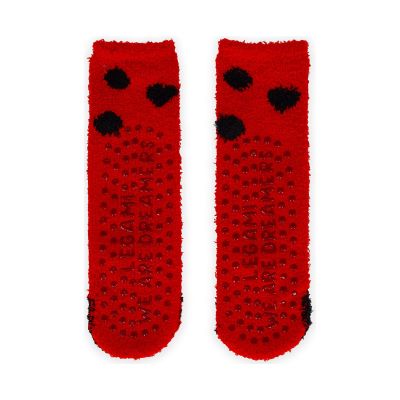 Rutschfeste Socken für Erwachsene – Marienkäfer von Legami: Rückseite des Sockenpaares mit Antirutsch-Noppen.