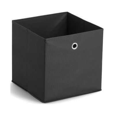 Schwarze Aufbewahrungsbox aus Vlies mit verchromten Details