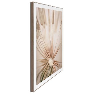 Seitliche Schrägansicht des Wandbilds „Dandelion Heart“, 40 × 50 cm; Profil, Kante und Tiefe des Bildes sind erkennbar.