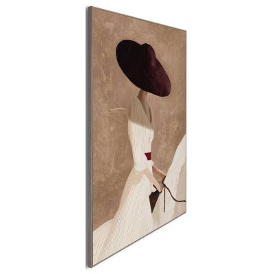 Seitliche Schrägansicht des Wandbilds „Elegant Rider“, 50 × 70 cm; Profil, Kante und Tiefe des Bildes sind erkennbar.