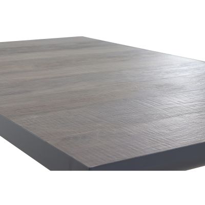 Detailfoto der Tischplatte in Holzoptik mit feiner Maserung und matter Oberfläche.