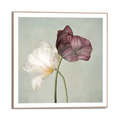 Frontansicht des Wandbilds „Tulip Elegance“ in Grün, Größe 50 × 50 cm; das vollständige Motiv ist zu sehen.