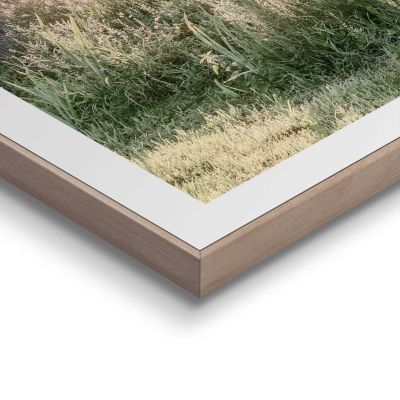 Detailaufnahme einer Ecke des Wandbilds „Rise and Shine“, 50 × 50 cm; Oberfläche, Kante und Materialstärke sind sichtbar.