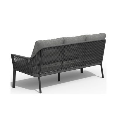 Dining Bank 3-Sitzer mit Aluminiumgestell in Charcoal-Farbe und Sitz-/Rückenbezug in Charcoal, Rückansicht