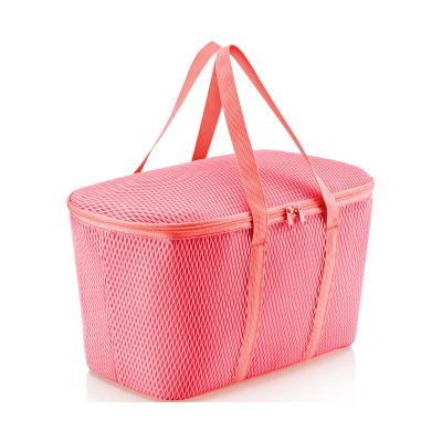 Korallfarbene Kühltasche von Reisenthel mit Netzoptik und Tragegriffen