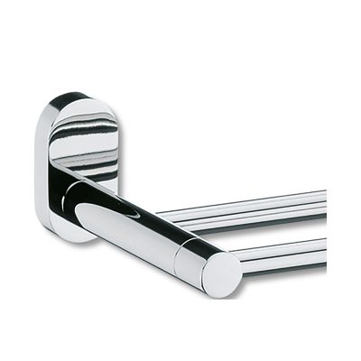 Nahaufnahme der abgerundeten Wandbefestigung und der beiden parallel verlaufenden Metallstangen