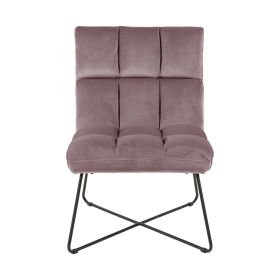 Loungestuhl mit breiter Sitzfläche und Rückenlehne in dusty rose mit quadratischer Naht, frontal aufgenommen