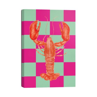 Frontansicht des Wandbilds „Lobster Checkers“ in Orange, Größe 20 × 30 cm; das vollständige Motiv ist zu sehen.