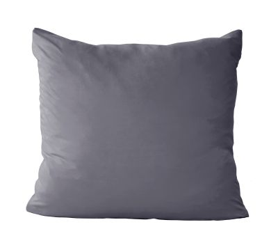 Quadratischen Kissen mit Bezug in Anthrazit, vollständig in frontaler Ansicht vor weißem Hintergrund dargestellt; Größe 80 x 80 cm.