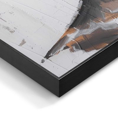 Detailaufnahme einer Ecke des Wandbilds „Stylish Lady Gold“, 60 × 90 cm; Oberfläche, Kante und Materialstärke sind sichtbar.