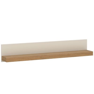 Modernes Wandregal mit Rückwand in Weiß und Ablageboden in Eiche für Dekoration, Bücher und Wohnaccessoires