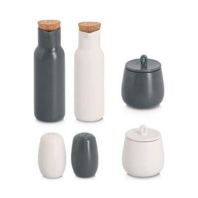 Alternative Ansicht: Zeller Salz-/Pfefferstreuer-Set 2tlg.; Farbe anthrazit/weiß; Material Keramik; Ausführung: 2-tlg.; Maße ca. D 5,5 × 8,4 cm.