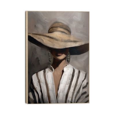 Frontansicht des Wandbilds „Hat Chic“ in Braun, Größe 90 × 60 cm; das vollständige Motiv ist zu sehen.