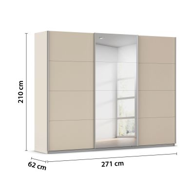 Bemaßter Kleiderschrank mit 271 cm Breite, 210 cm Höhe und 62 cm Tiefe