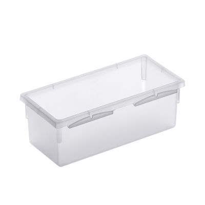 Rechteckige Aufbewahrungsbox aus transparentem Kunststoff ohne Deckel
