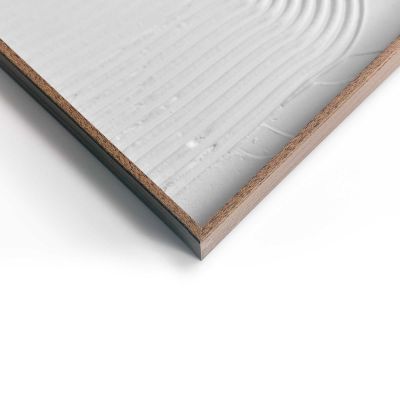 Detailaufnahme einer Ecke des Wandbilds „Knot“, 50 × 70 cm; Oberfläche, Kante und Materialstärke sind sichtbar.