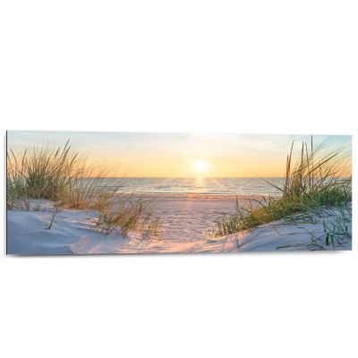 Frontansicht des Wandbilds „Golden Hour“ in Beige, Größe 30 × 90 cm; das vollständige Motiv ist zu sehen.