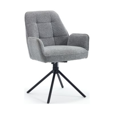 Modernes graues Ecksofa mit Recamiere rechts und niedriger Rückenlehne auf Metallfüßen