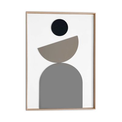 Frontansicht des Wandbilds „Abstract Balance“ in Beige, Größe 50 × 70 cm; das vollständige Motiv ist zu sehen.