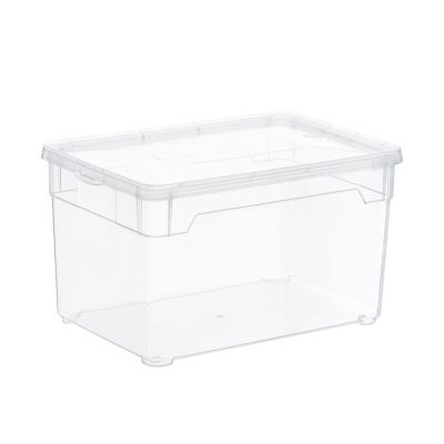 Rechteckige Aufbewahrungsbox aus transparentem Kunststoff mit passendem Deckel