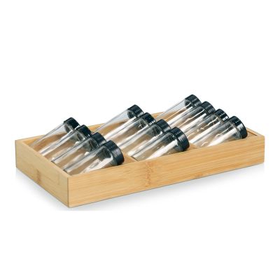 Zeller Gewürzeinsatz-Set 13tlg.; Farbe hellbraun/transparent/schwarz; Material Bambus/Glas; Ausführung: 13-tlg.; Maße ca. 38 × 20 × 5 cm.