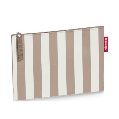 Gestreifte Reisenthel Kosmetiktasche in Beige und Weiß mit Reißverschluss