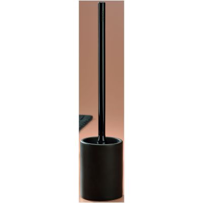 Schwarze WC-Bürste mit zylindrischem Bürstenhalter auf hellem Hintergrund