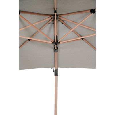 Weitere Detailansicht der Innenseite des Schirms eines Sonnenschirms mit Gestell in Woodlock-Farbe, Schirmfarbe Woodlock, inklusive Sockel