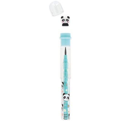 Türkiser Stapelbleistift mit Panda-Radierer, mit abgenommenem transparentem Schutz- oder Radieraufsatz über dem Stift gezeigt.