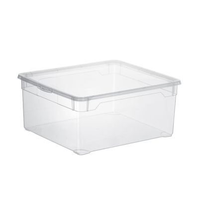 Rechteckige Aufbewahrungsbox aus transparentem Kunststoff ohne Deckel